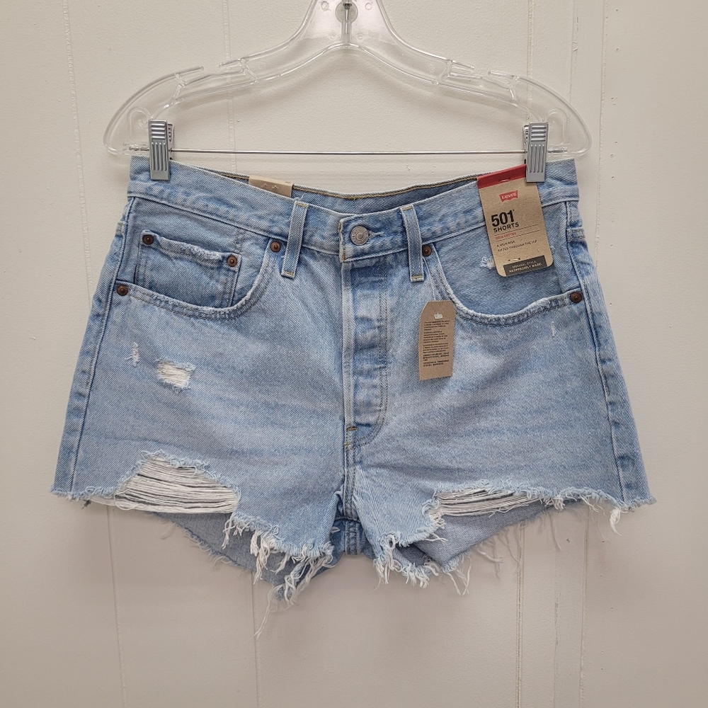 Levi's 501 Distressed High Rise Denim Shorts
